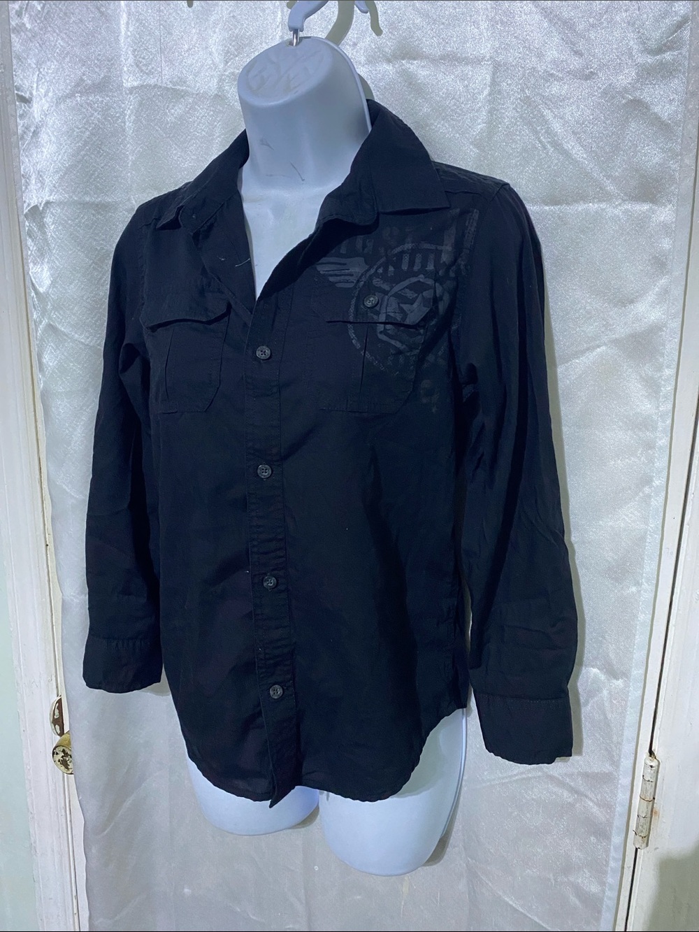 Y2K Black Boy’s Long-Sleeve Button-Up Shirt